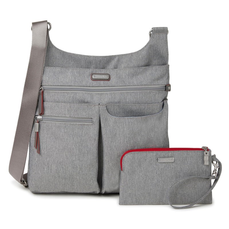 Baggallini Womens New Classic Zip With Rfid Phone Wristlet On Track Crossbody, Stone, One Size US - Image 1